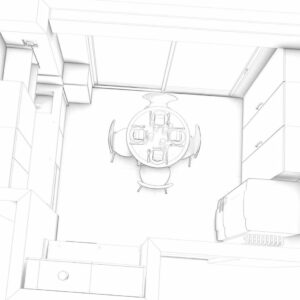 Cuisine fermée baie vitrée plan