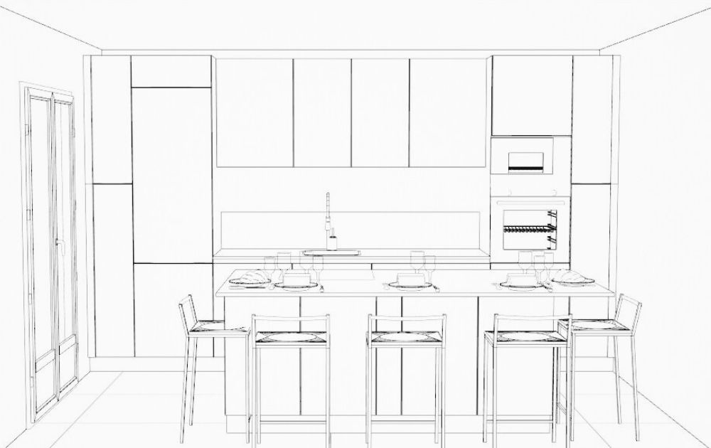 plan cuisine familiale ilot central